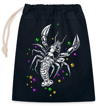 Mardi Gras lobster lobster with beads - Closable cotton gift bag (25x30cm) - navy - Front