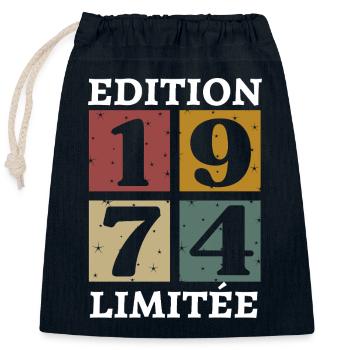 Edition limitée 1974 né e en 1974 - Sac cadeau en coton avec cordon (25 x 30 cm) - bleu marine - Devant