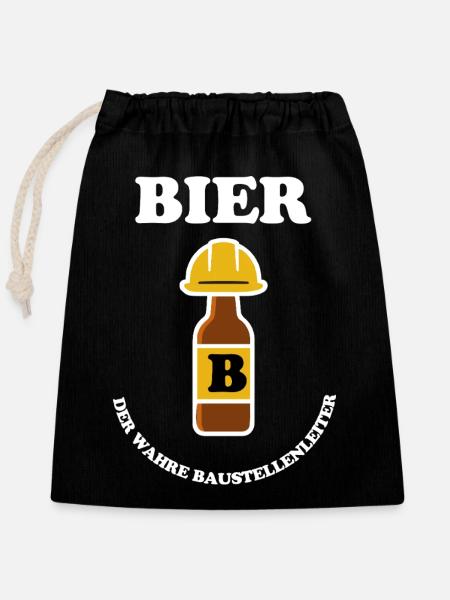 BIER - Verschließbarer Geschenkbeutel aus Baumwolle (25x30cm) - Schwarz