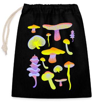 Tropical Mushroom Neon Palette - Closable cotton gift bag (25x30cm) - black - Front