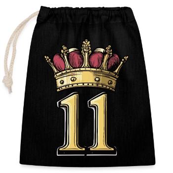 11 Number Crown - Closable cotton gift bag (25x30cm) - black - Front