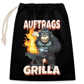 Grilling Grilla Griller Gorilla BBQ Saying Funny - Closable cotton gift bag (25x30cm) - black - Front