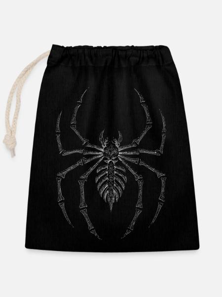 Gothic Skelett Spinne 90's - Verschließbarer Geschenkbeutel aus Baumwolle (25x30cm) - Schwarz