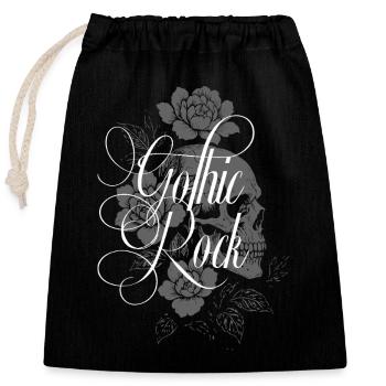 Crâne floral gothique rock - Sac cadeau en coton avec cordon (25 x 30 cm) - noir - Devant