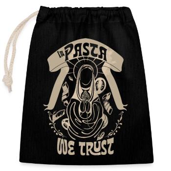 In Pasta We Trust - Vintage Foodie - Verschließbarer Geschenkbeutel aus Baumwolle (25x30cm) - Schwarz - Vorne