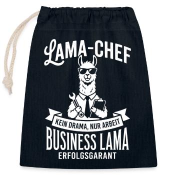 Business Lama: No drama just work - Closable cotton gift bag (25x30cm) - navy - Front