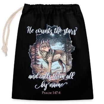 Wolf Christian - Closable cotton gift bag (25x30cm) - black - Front