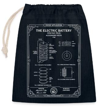 Schéma du plan de la batterie électrique - Sac cadeau en coton avec cordon (25 x 30 cm) - bleu marine - Devant