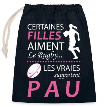 Certaines Filles Aiment Le Rugby Les Vraies Sup... - Sac cadeau en coton avec cordon (25 x 30 cm) - bleu marine - Devant