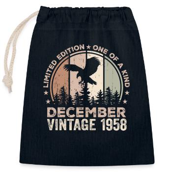 Incomparable depuis décembre 1958 66 Anniversaire - Sac cadeau en coton avec cordon (25 x 30 cm) - bleu marine - Devant