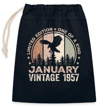 Incomparable depuis janvier 1957 67 Anniversaire - Sac cadeau en coton avec cordon (25 x 30 cm) - bleu marine - Devant