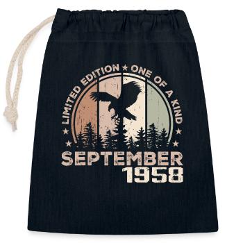 Incomparable depuis septembre 1958 66 Anniversaire - Sac cadeau en coton avec cordon (25 x 30 cm) - bleu marine - Devant