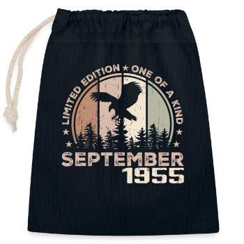 Incomparable since September 1955 69 Anniversary - Closable cotton gift bag (25x30cm) - navy - Front