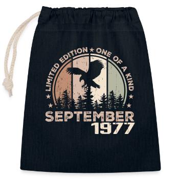 Incomparable depuis septembre 1977 47 Anniversaire - Sac cadeau en coton avec cordon (25 x 30 cm) - bleu marine - Devant