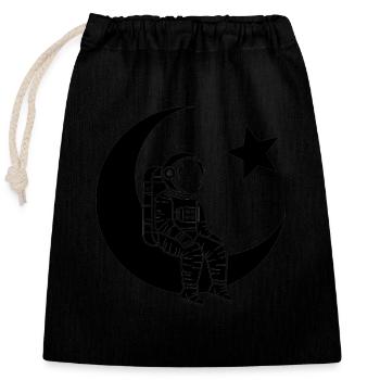 Man of the Moon - Turkish Astronaut Design - Closable cotton gift bag (25x30cm) - black - Front