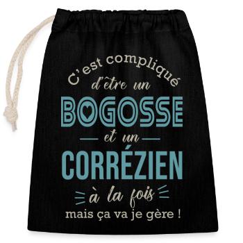 Corrézien cadeau corréze correze Correzien - Sac cadeau en coton avec cordon (25 x 30 cm) - noir - Devant
