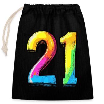 21 Number Comic - Closable cotton gift bag (25x30cm) - black - Front