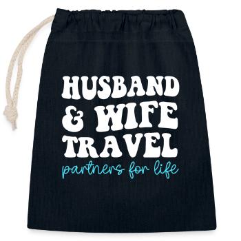 Husband and Wife Travel Partners for Life - Verschließbarer Geschenkbeutel aus Baumwolle (25x30cm) - Navy - Vorne