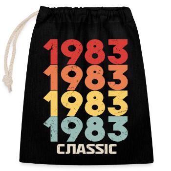 1983 Jubilé en style vintage classique 1983 - Sac cadeau en coton avec cordon (25 x 30 cm) - noir - Devant
