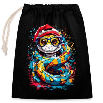 Snake - Closable cotton gift bag (25x30cm) - black - Front