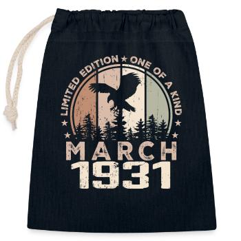 Unmatched since March 1931, 93rd Anniversary - Closable cotton gift bag (25x30cm) - navy - Front