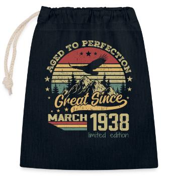 86 Jahre alt Aged to Perfection geboren im März 1938 - Verschließbarer Geschenkbeutel aus Baumwolle (25x30cm) - Navy - Vorne
