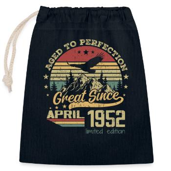 72 years old Aged to Perfection born in April 1952 - Closable cotton gift bag (25x30cm) - navy - Front