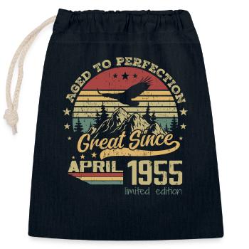 69 years old Aged to Perfection born in April 1955 - Closable cotton gift bag (25x30cm) - navy - Front