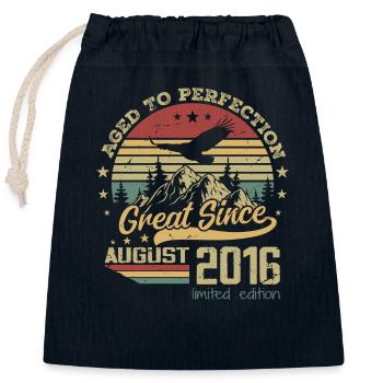 8 years Old Aged to Perfection born in August 2016 - Closable cotton gift bag (25x30cm) - navy - Front