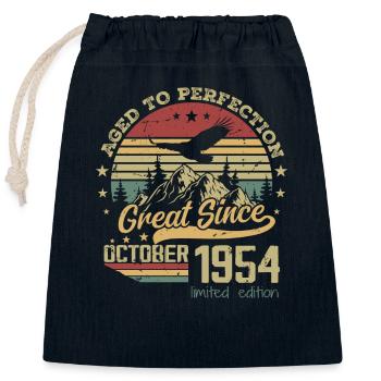 70 Years Old To Perfection Born: October 1954 - Closable cotton gift bag (25x30cm) - navy - Front