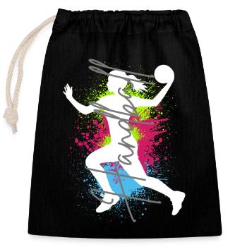 Handballerin Handball Frau Sport Handballspielerin - Verschließbarer Geschenkbeutel aus Baumwolle (25x30cm) - Schwarz - Vorne