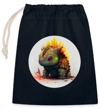 Cute and fantasy turtle animal - Closable cotton gift bag (25x30cm) - navy - Front
