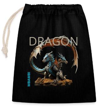 Farbenfroher MBAMBI-Drache - Verschließbarer Geschenkbeutel aus Baumwolle (25x30cm) - Schwarz - Vorne