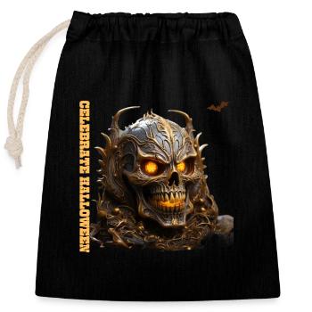 Halloween skull costume - Closable cotton gift bag (25x30cm) - black - Front