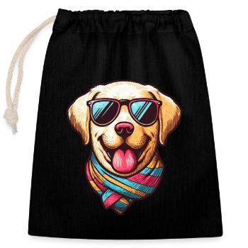 Cool Labrador - Closable cotton gift bag (25x30cm) - black - Front