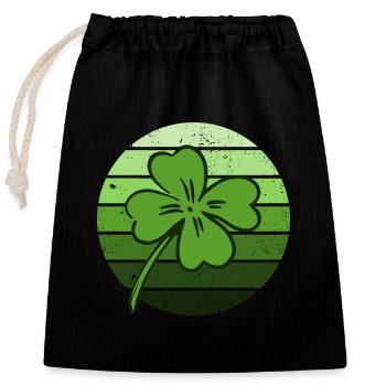 Shamrock chanceux de la Saint-Patrick Irlande - Sac cadeau en coton avec cordon (25 x 30 cm) - noir - Devant