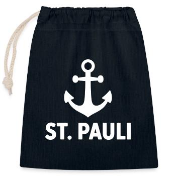 St. Pauli Anker Reeperbahn Kiez - Sac cadeau en coton avec cordon (25 x 30 cm) - bleu marine - Devant