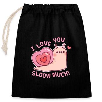 Süße Schnecke mit herzförmiger Schale Ich liebe dich langsam - Verschließbarer Geschenkbeutel aus Baumwolle (25x30cm) - Schwarz - Vorne