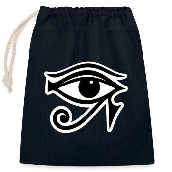 Symbole de l’œil d’Horus en Égypte - Sac cadeau en coton avec cordon (25 x 30 cm) - bleu marine - Devant