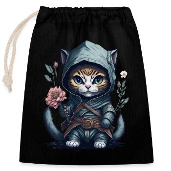 The Ninja Cat – incredible and unforgettable - Closable cotton gift bag (25x30cm) - black - Front