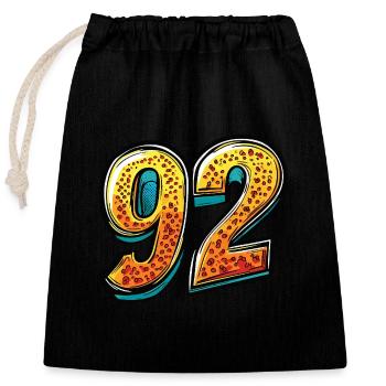 92 Number Colorful - Closable cotton gift bag (25x30cm) - black - Front