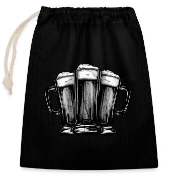 Beer Beer Mug Team - Closable cotton gift bag (25x30cm) - black - Front