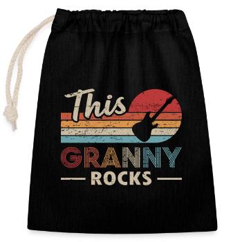 Cette grand-mère de grand-mère bassiste de Granny Rocks - Sac cadeau en coton avec cordon (25 x 30 cm) - noir - Devant