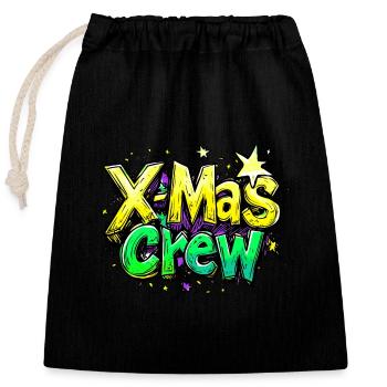 Équipage de Noël - Sac cadeau en coton avec cordon (25 x 30 cm) - noir - Devant