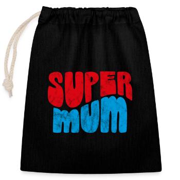 Super Mum - Closable cotton gift bag (25x30cm) - black - Front