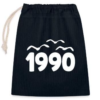 1990 Year Birthday Vintage 1990 - Closable cotton gift bag (25x30cm) - navy - Front