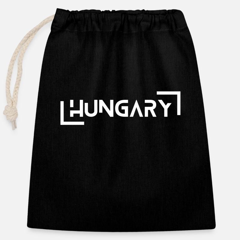 Hongrie Ungarn - Sac cadeau en coton avec cordon (25 x 30 cm) - noir