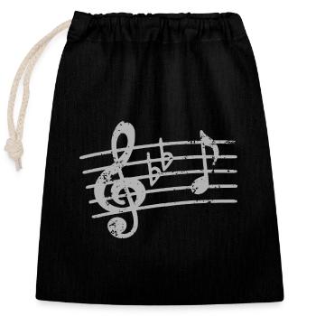 Treble Clef Notes Musician Sheet Music - Closable cotton gift bag (25x30cm) - black - Front