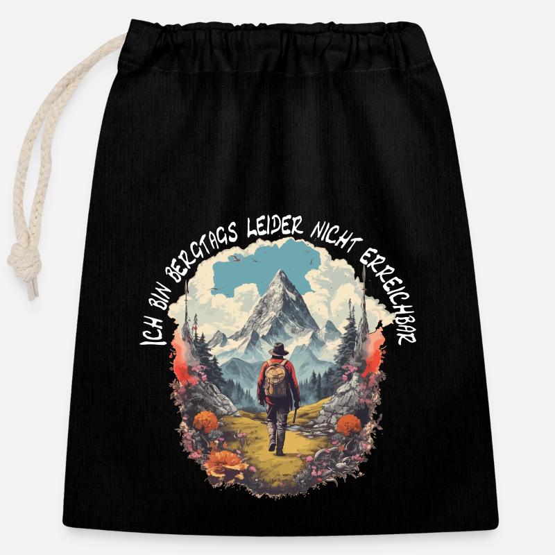 Wandern oder Klettern in den Bergen - Verschließbarer Geschenkbeutel aus Baumwolle (25x30cm) - Schwarz