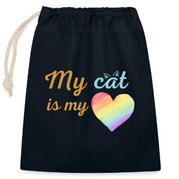 My cat is my loving rainbow blue - Closable cotton gift bag (25x30cm) - navy - Front